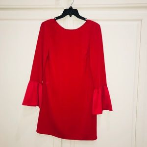 Red dress with bell sleeve